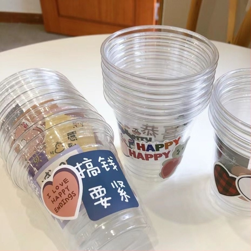 Egyszer használatos tej-tea pohár fedővel, hideg italokhoz, műanyag take-out pohár 100 ml alatt