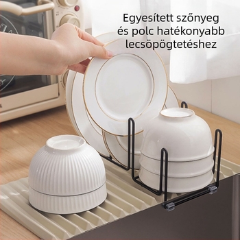Konyhai szilikon lefolyó matt, csúszásmentes, hőszigetelő, lefolyó és edények tároló rács