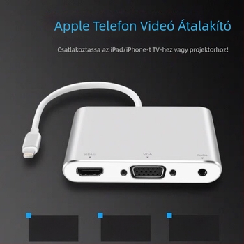 iPhone-tól VGA/HDMI adapter (Model 230, semleges márka, kompatibilis iPhone-nal)