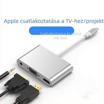 iPhone-tól VGA/HDMI adapter (Model 230, semleges márka, kompatibilis iPhone-nal)