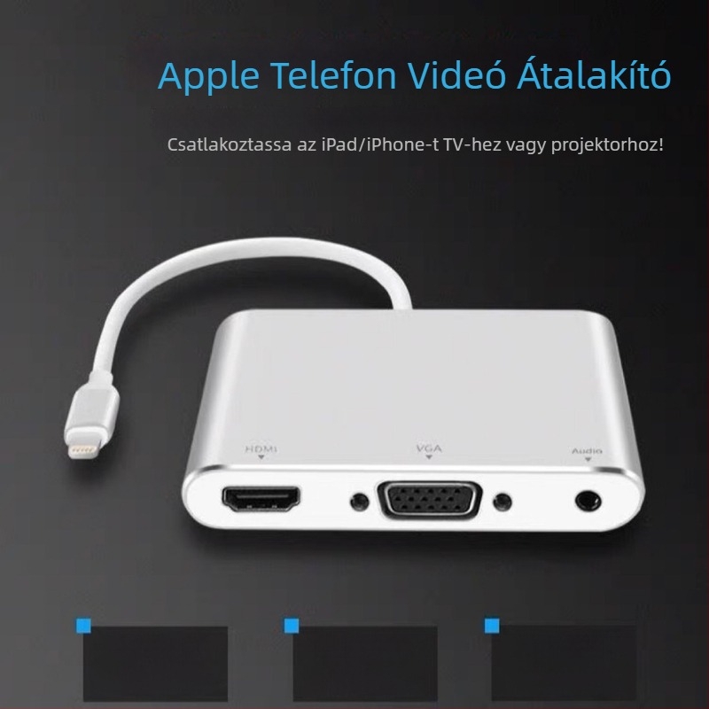 iPhone-tól VGA/HDMI adapter (Model 230, semleges márka, kompatibilis iPhone-nal)