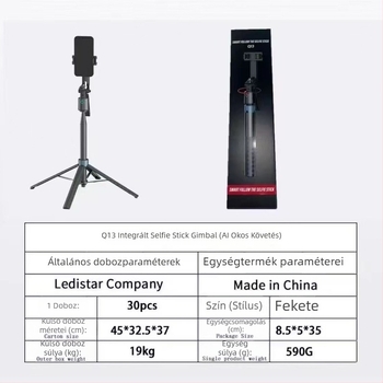 Q13 Intelligens AI arckövetés 360° négy lábú selfie bot kézfogantyúval, kültéri fotózáshoz, gimbal-követés (ötvözet test; távirányító; Bluetooth; testreszabás)