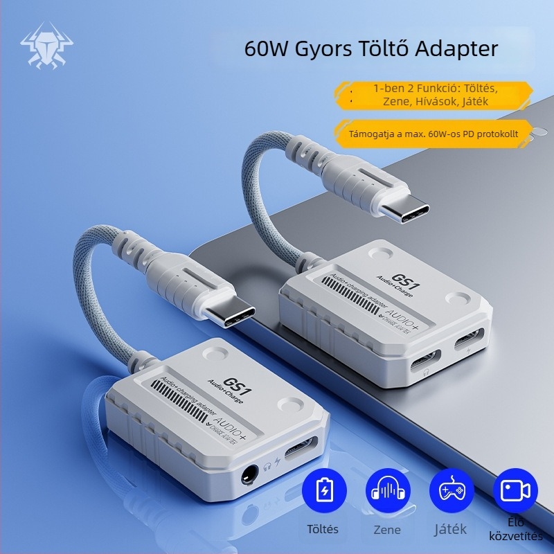 USB-C 3,5 mm audio adapter, 2-in-1 USB-C fejhallgató adapter Apple iPadhez, GT2-H12F, Plextone