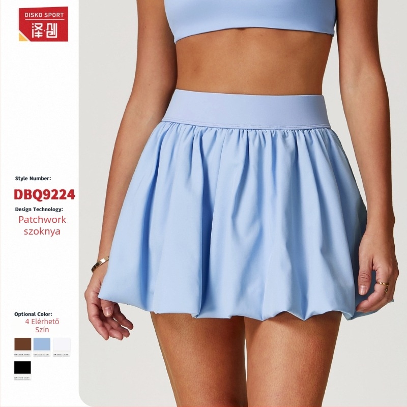 Női sportos szoknya gyorsan száradó, négypontos elasztikus szövésű anyagból; 97% poliészter, 3% spandex; bélés nylon/spandex 78/22; belső hálós bélés; zsebfedél; alkalmas futáshoz, tenisze, edzéshez
