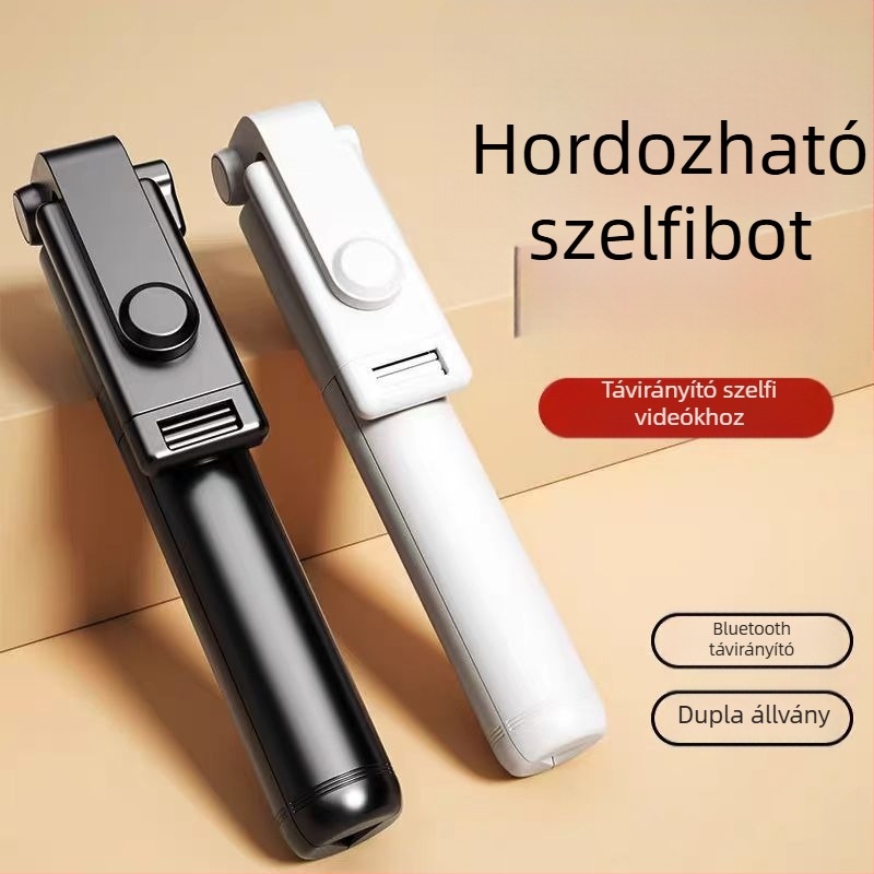 Bluetoothos mobiltelefonos selfie kar, levenhető sminkfénnyel és esernyő-stílusú állvánnyal, hordozható kézi kivitel