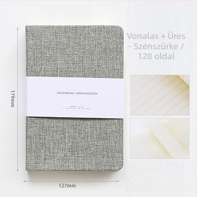 Textil borítású jegyzetfüzet testre szabható naplóval, rácsos elrendezés, offset papír 100 g/m²