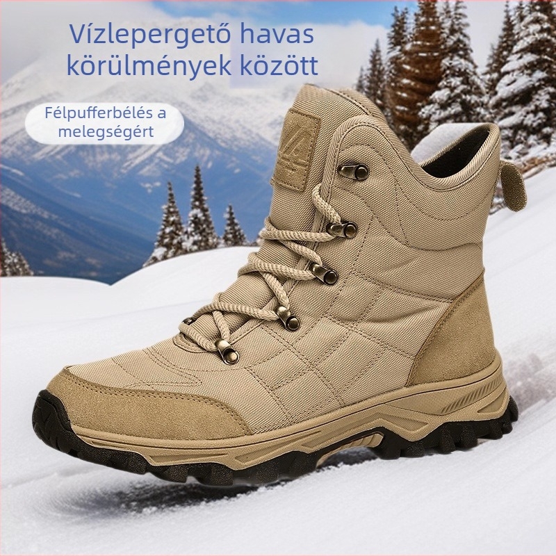 Férfi túrabakancs, magas felső Oxford anyagból, TPR talp, belső textil bélés, alacsony sarok 1–3 cm