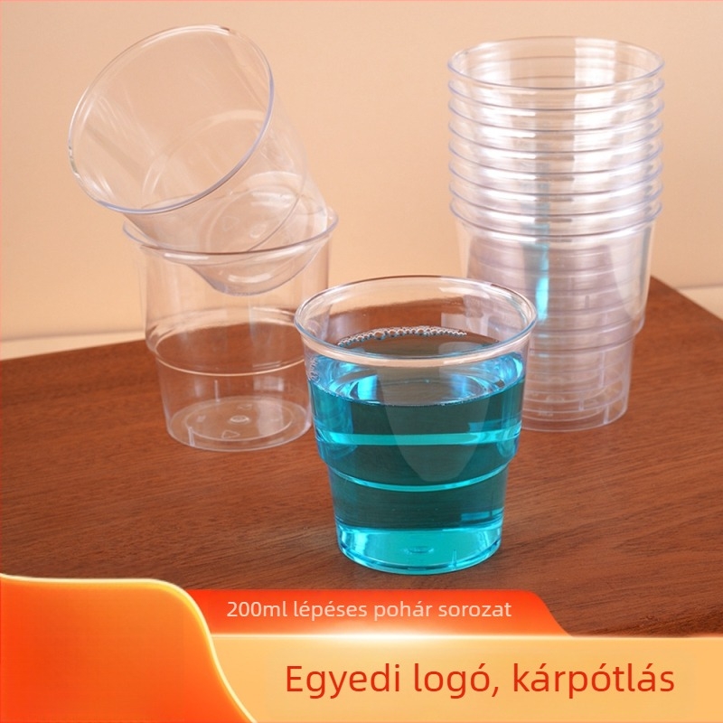 Liye egyszer használatos PS pohár – kör alakú, átlátszó, 101–200 ml, logó nyomtatás lehetséges, tej-tea üzletekhez
