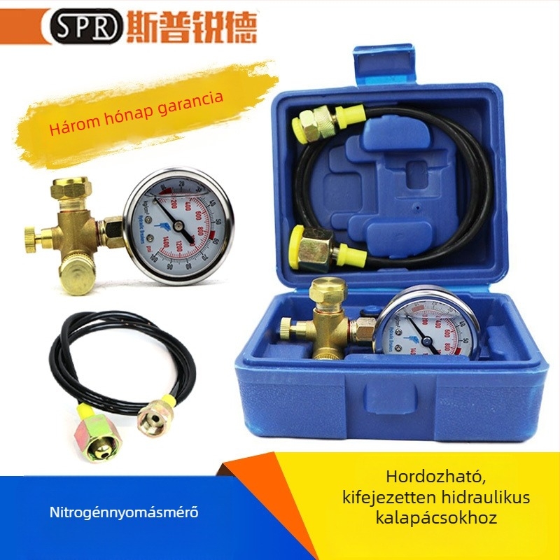Ronghua Általános Modell Nitrogénnyomásmérő Készlet Hidraulikus Törőkhöz, Kompatibilis a 68/100/135 Kalapácsokkal, Modell General, Típus: Más, Mérési tartomány: 1, Pontosság: 1