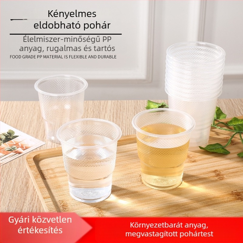 Átlátszó vastagított egyszer használatos műanyag pohár, 101-200 ml, kávézók és italok számára, nagy tételű csomagolás