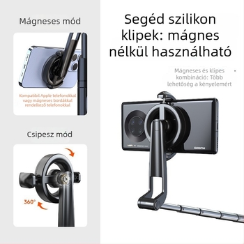 Mágneses Bluetooth selfie bot távirányítóval, rezgésmentes stabilizátor, univerzális okostelefon-tartó élő közvetítéshez