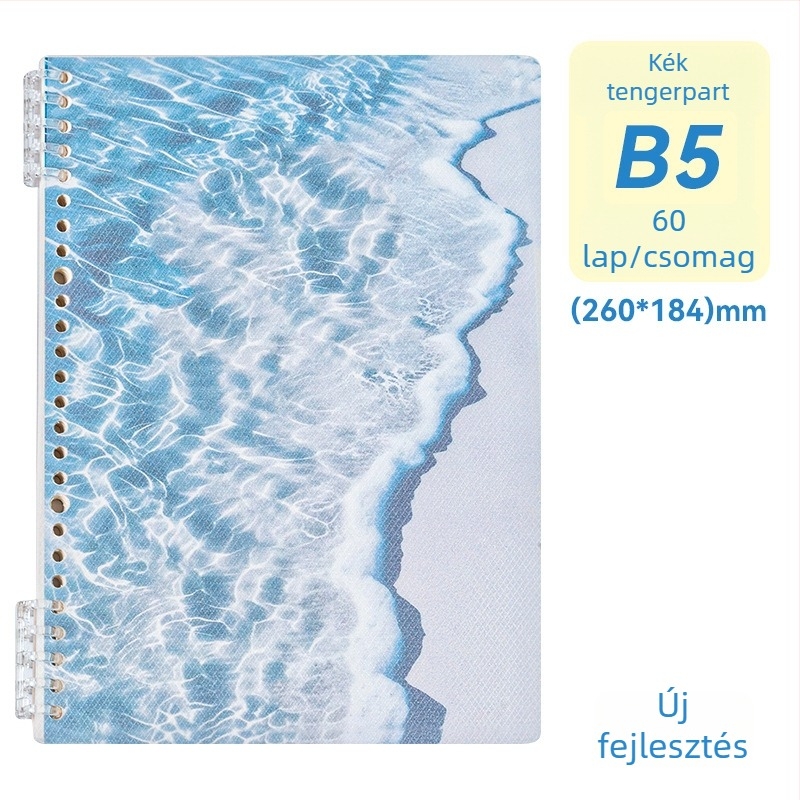 B5-ös oldalas notesz sárkányos mintás borítóval, diákoknak, levehető lapokkal