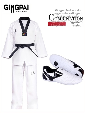 Taekwondo edzésruha készlet, 100% pamut anyagból, pamutszövettel bélelt, alkalmas Taekwondo edzésre gyermekeknek és felnőtteknek