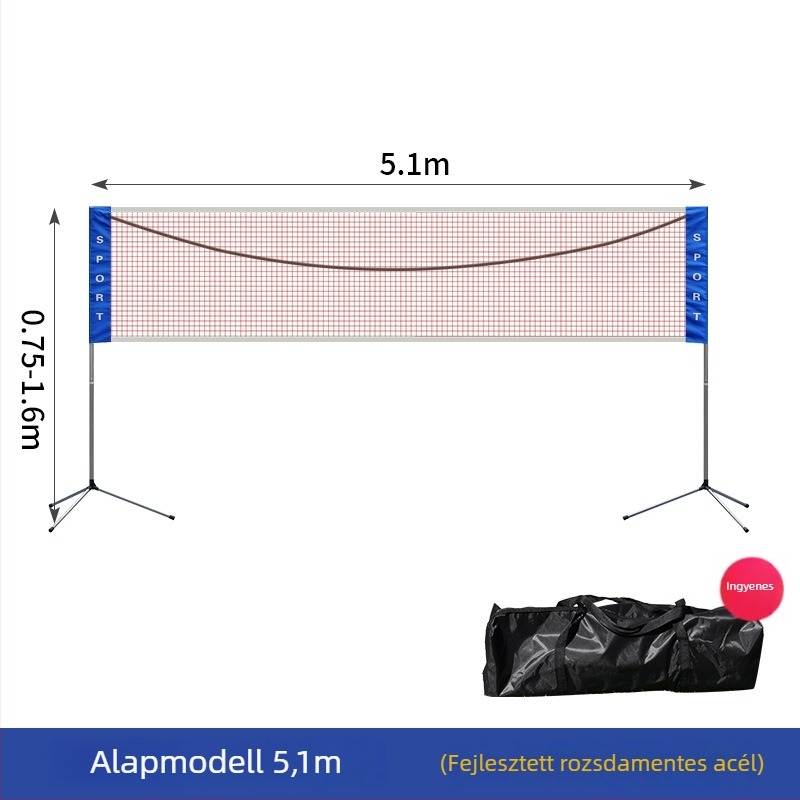 Nili hordozható badminton hálókeret – levehető, beltéri használatra, testreszabható