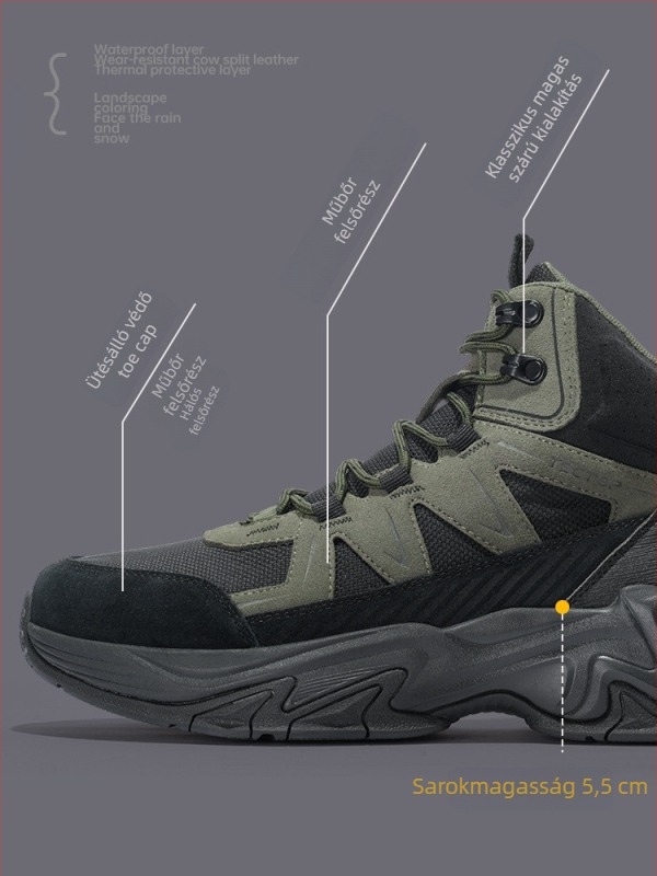 Exploring Férfi téli magas szárú túrabakancs, felső rész: tehén split velúr bőr + textilek + szintetikus bőr; Vibram gumitalp; belső mesh bélés