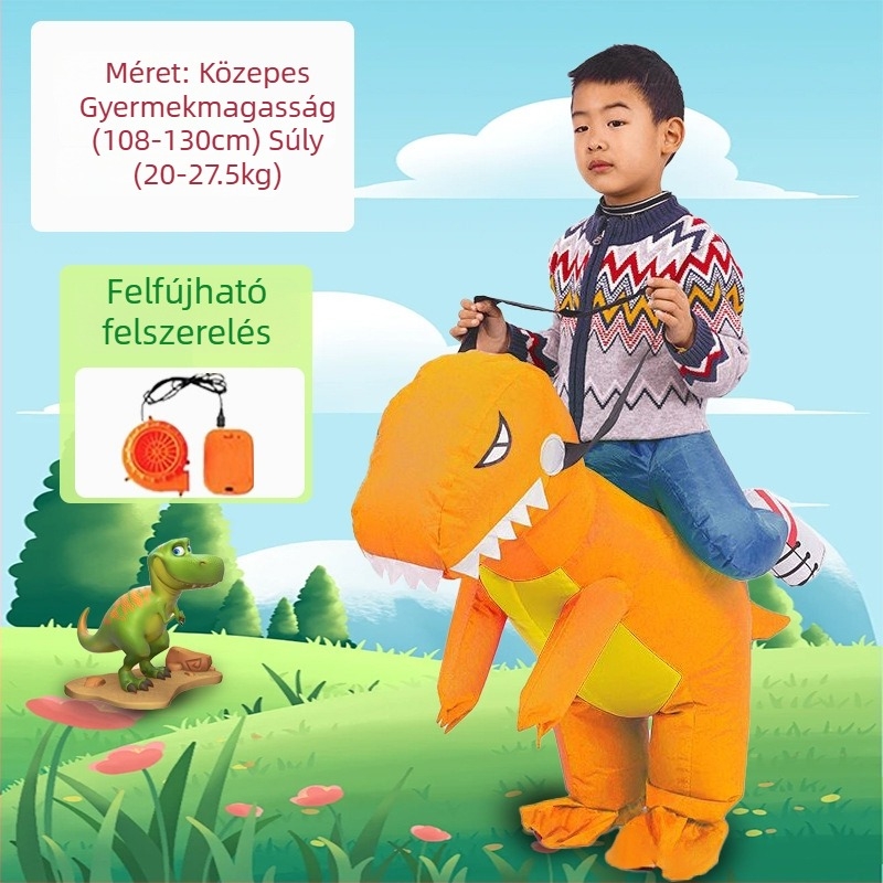 Reds Anime Felfújható dinoszaurusz jelmez gyerekeknek – uniszex, PU bőr, 17 év alattiaknak, anime szerepjátékokhoz