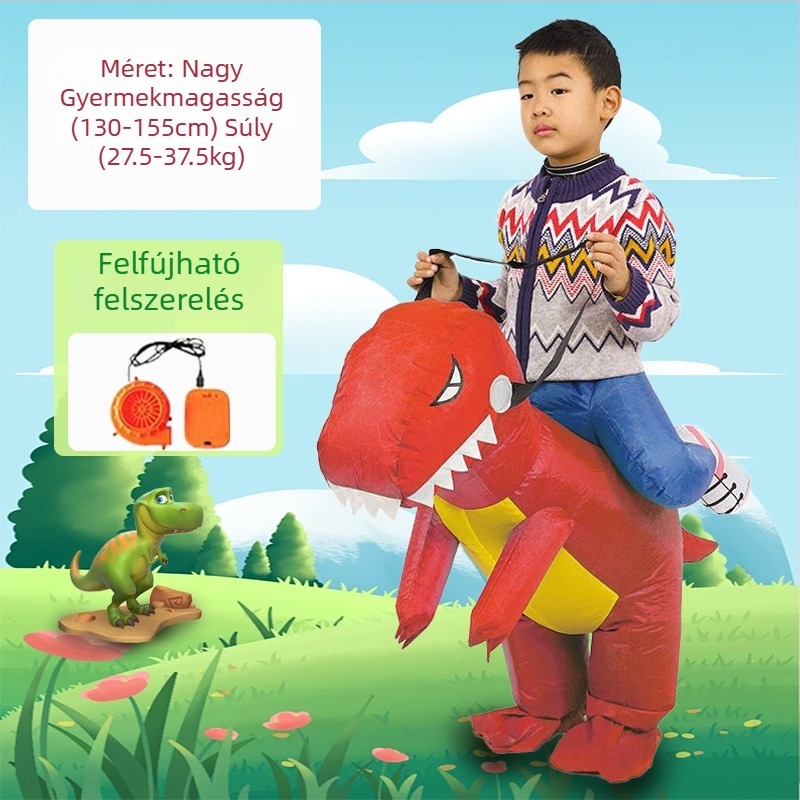 Reds Anime Felfújható dinoszaurusz jelmez gyerekeknek – uniszex, PU bőr, 17 év alattiaknak, anime szerepjátékokhoz