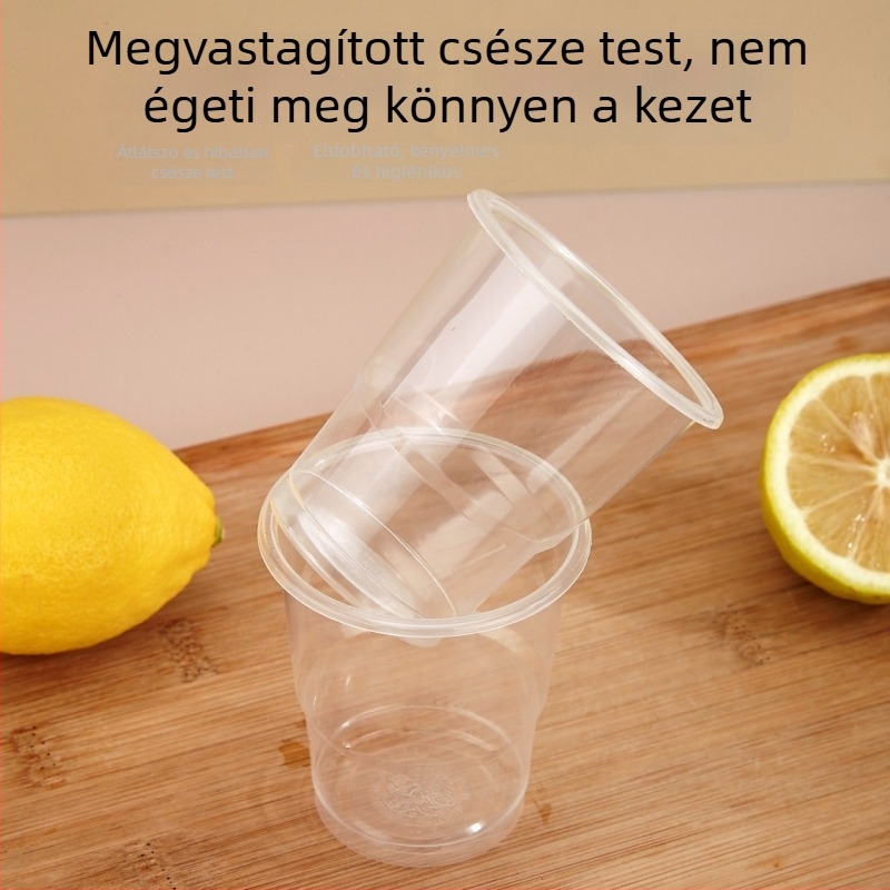 Dingye Vastagított egyszer használatos poharak, átlátszó PP műanyag, hőálló, teához és italokhoz, 50 db