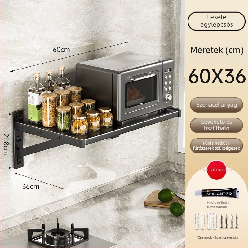 Yijusi fali konyhai tároló – fém, modern minimal stílus, kompatibil mikrohullámú sütőhöz, sütőhöz és rizsfőzőhöz