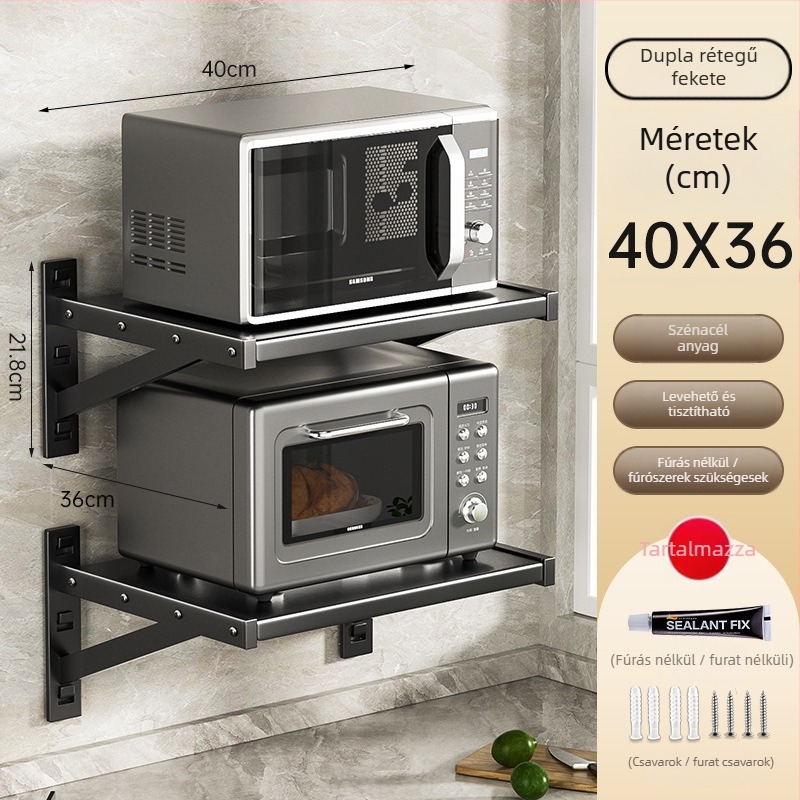 Yijusi fali konyhai tároló – fém, modern minimal stílus, kompatibil mikrohullámú sütőhöz, sütőhöz és rizsfőzőhöz