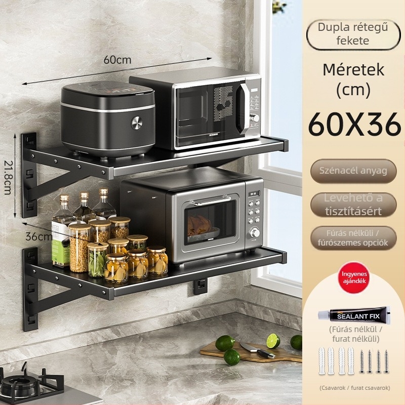 Yijusi fali konyhai tároló – fém, modern minimal stílus, kompatibil mikrohullámú sütőhöz, sütőhöz és rizsfőzőhöz