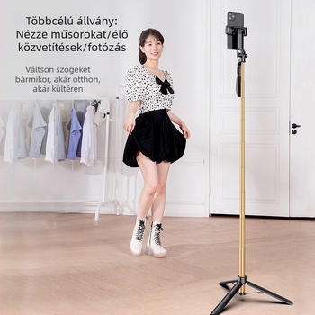All-In-One újratölthető Bluetooth selfie bot állvánnyal és távirányítóval, anti‑shake, élő közvetítéshez