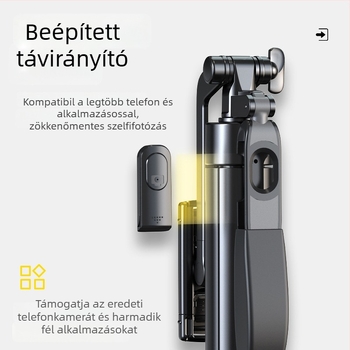 All-In-One újratölthető Bluetooth selfie bot állvánnyal és távirányítóval, anti‑shake, élő közvetítéshez