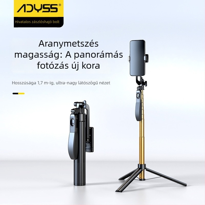 All-In-One újratölthető Bluetooth selfie bot állvánnyal és távirányítóval, anti‑shake, élő közvetítéshez