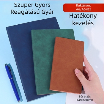 Notesz logóval ellátott, juhbőr borítású notesz, fonott ragasztott kötés, Dowling papír 80 g, 100–200 oldal