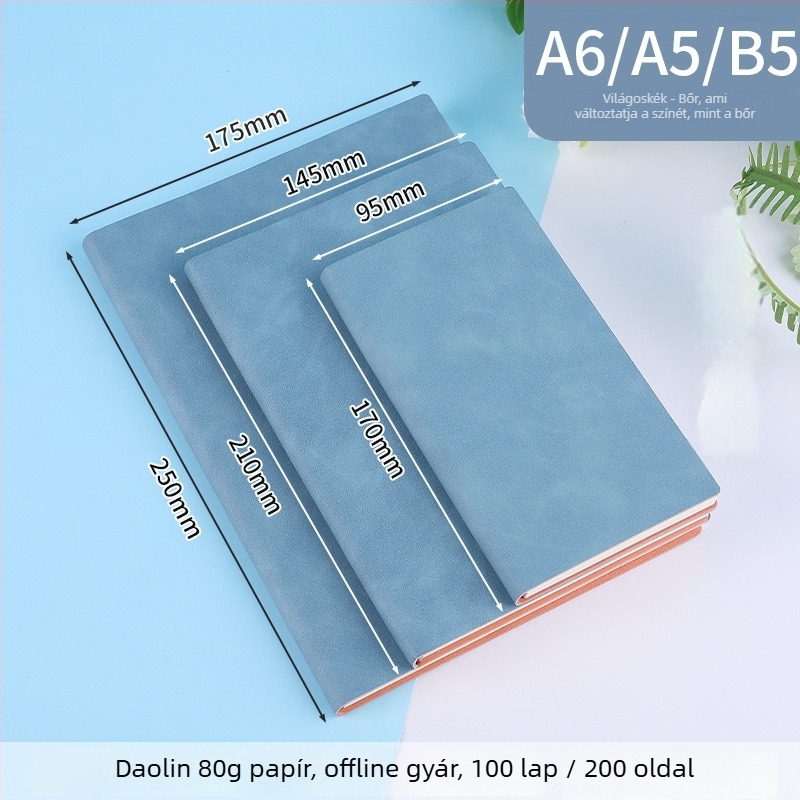 Notesz logóval ellátott, juhbőr borítású notesz, fonott ragasztott kötés, Dowling papír 80 g, 100–200 oldal