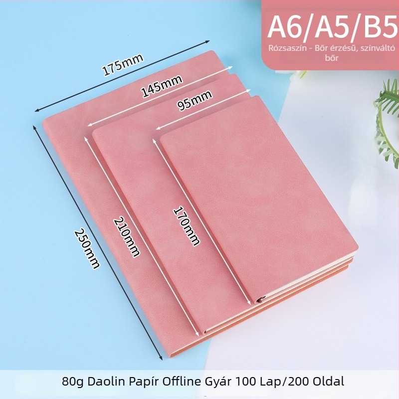 Notesz logóval ellátott, juhbőr borítású notesz, fonott ragasztott kötés, Dowling papír 80 g, 100–200 oldal