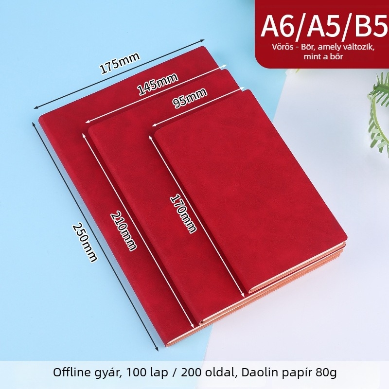 Notesz logóval ellátott, juhbőr borítású notesz, fonott ragasztott kötés, Dowling papír 80 g, 100–200 oldal
