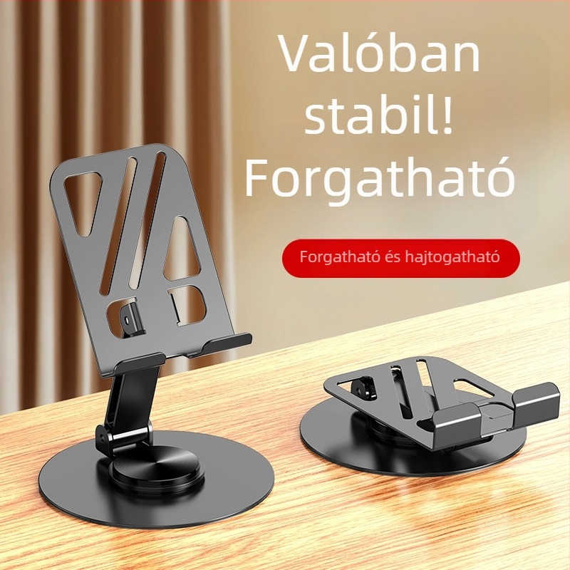 Forgó acél telefon- és tabletartó – asztali, összecsukható, csúszásmentes