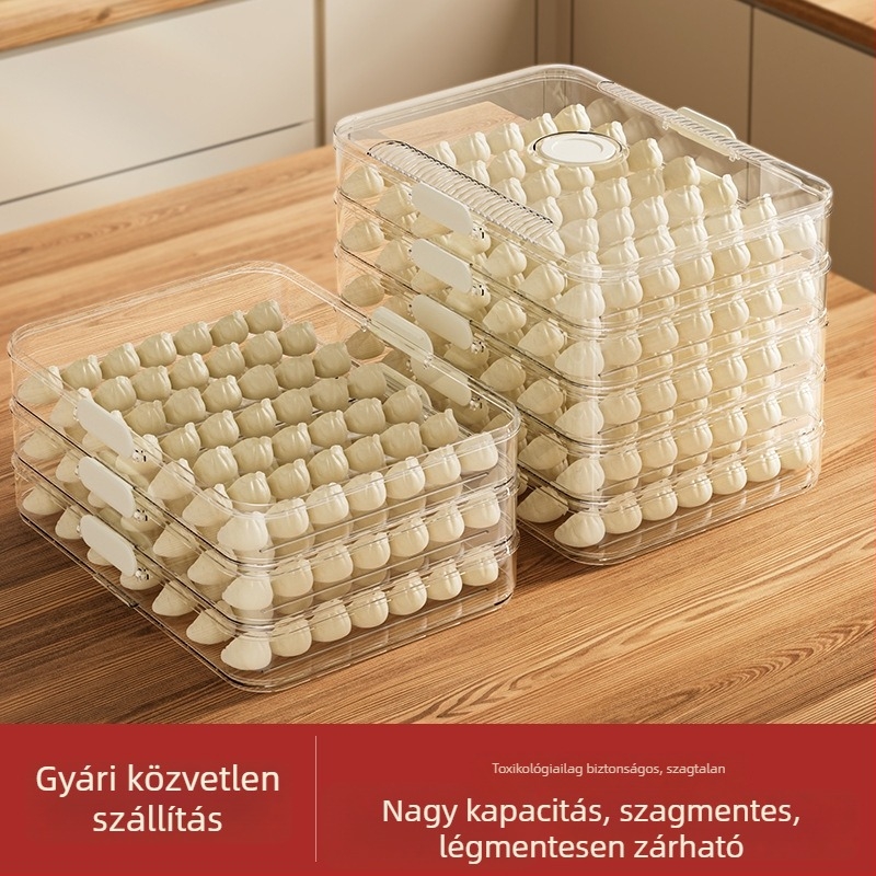 Hűtőszekrénybe való dumpling és wonton tároló doboz – PET, Han zhibin, tapadásmentes, gyorsfagyasztás