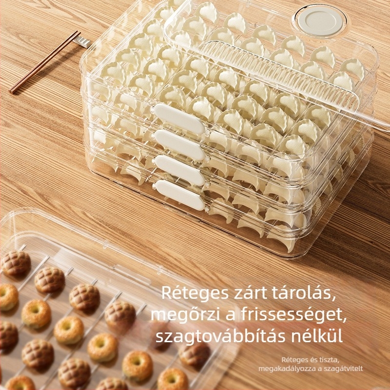Hűtőszekrénybe való dumpling és wonton tároló doboz – PET, Han zhibin, tapadásmentes, gyorsfagyasztás
