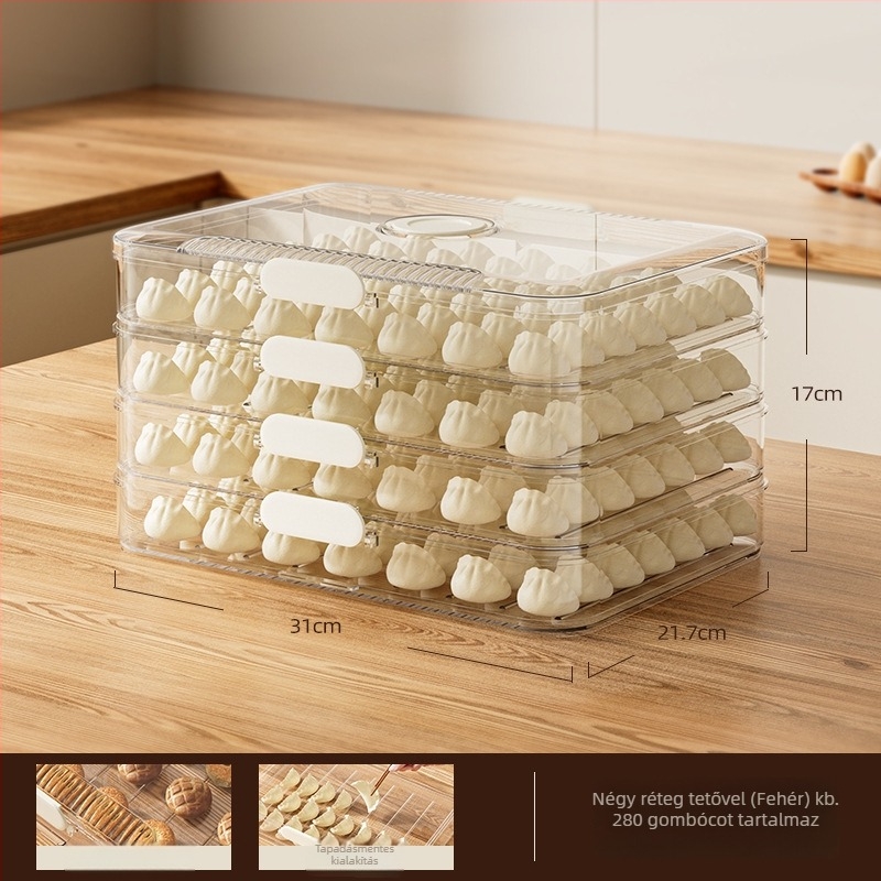 Hűtőszekrénybe való dumpling és wonton tároló doboz – PET, Han zhibin, tapadásmentes, gyorsfagyasztás