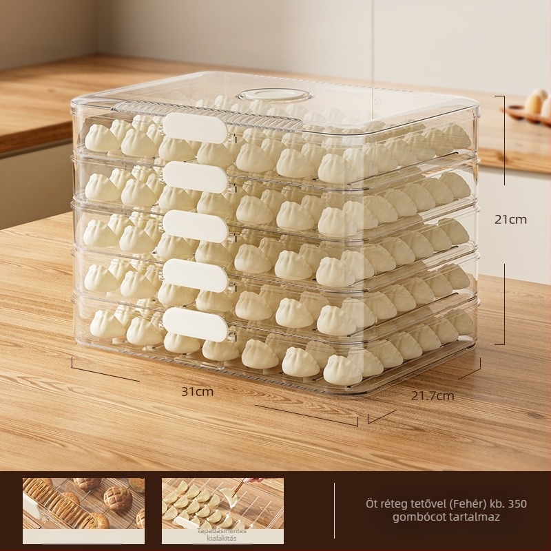 Hűtőszekrénybe való dumpling és wonton tároló doboz – PET, Han zhibin, tapadásmentes, gyorsfagyasztás