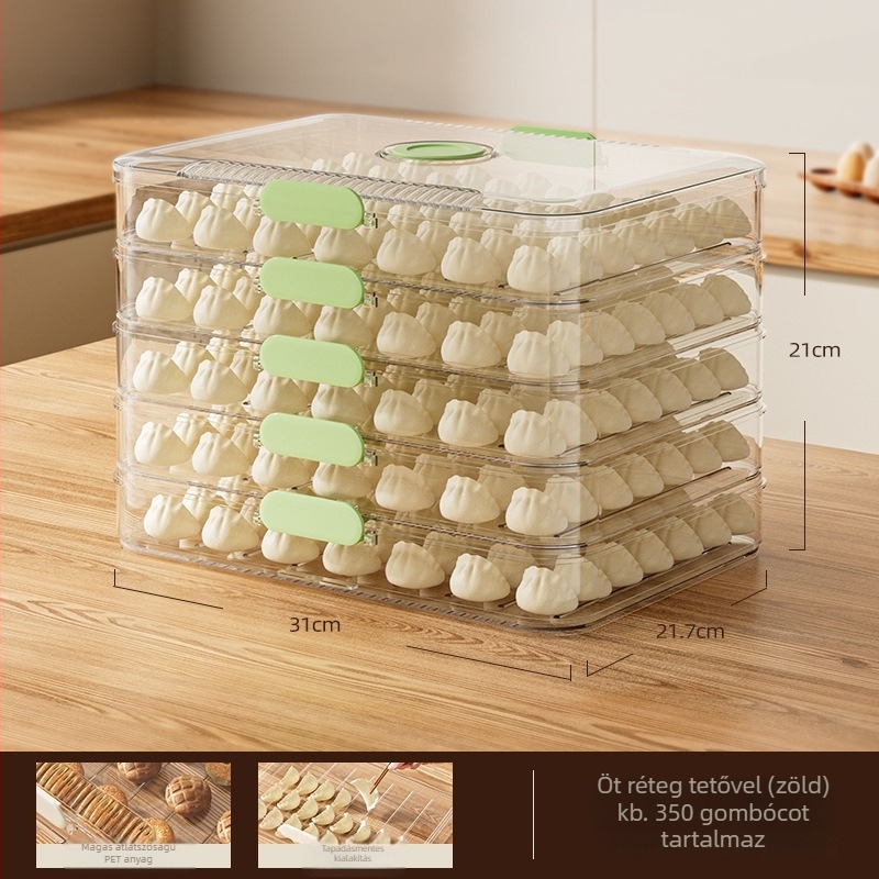 Hűtőszekrénybe való dumpling és wonton tároló doboz – PET, Han zhibin, tapadásmentes, gyorsfagyasztás
