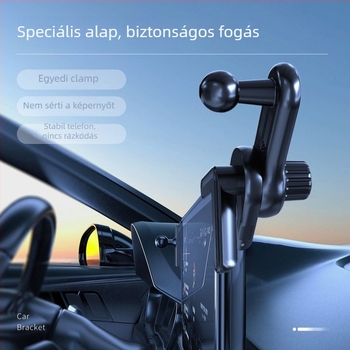 Autótelefon-tartó 360°-os forgással, snap-on rögzítés, a műszerfalhoz, kompatibilis Tesla