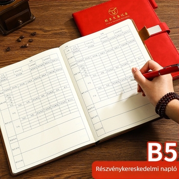 Nyilvántartó könyv - műbőr borítás, drótos kötés, Dowling papír, 80 g papírsúly, 100–200 oldal