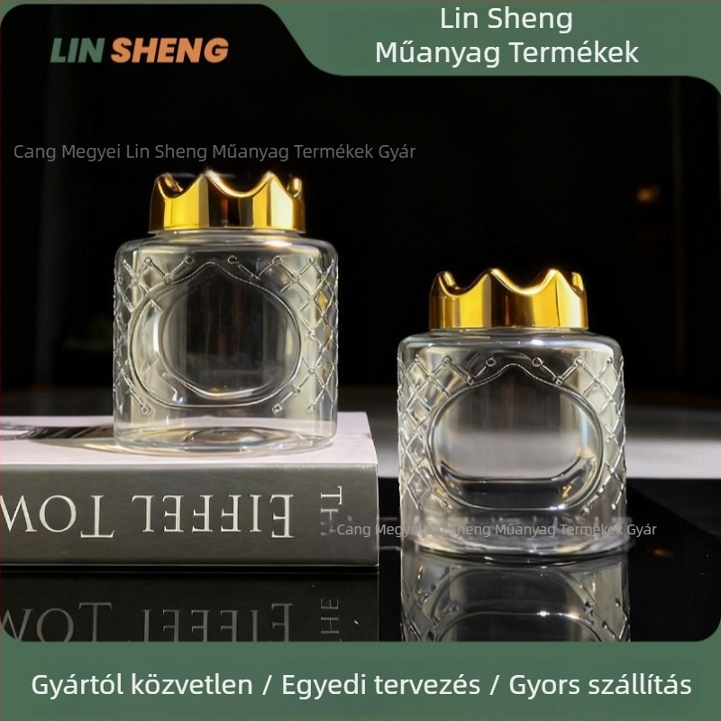 PET zárt műanyag kanna koronás kupakkal, 400–600 ml, PET blow molding, általános csomagolás