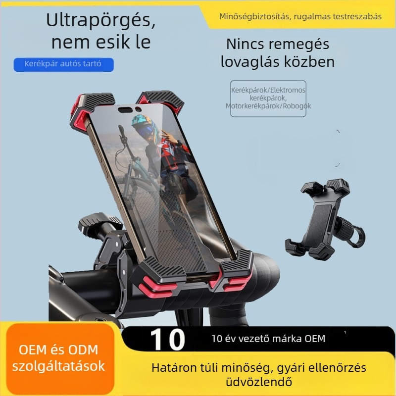 Univerzális telefon-tartó motorkerékpárhoz, elektromos kerékpárhoz és kerékpárhoz rezgéscsillapító gömbfejes csatlakozással