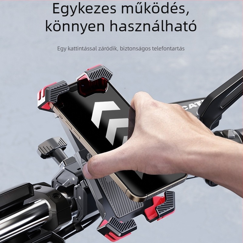Univerzális telefon-tartó motorkerékpárhoz, elektromos kerékpárhoz és kerékpárhoz rezgéscsillapító gömbfejes csatlakozással