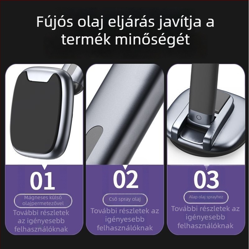 Autós telefontartó rugalmas, kihajtható karral és erős mágneses rögzítéssel – vákuumos rögzítés a műszerfalon