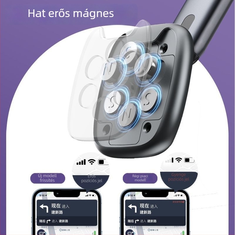 Autós telefontartó rugalmas, kihajtható karral és erős mágneses rögzítéssel – vákuumos rögzítés a műszerfalon