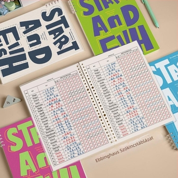 Ébbinghaus Angol Szavak Könyve, levehető oldalakkal, memória szavak és diktálás, 4. szintű tanulási terv, 80 g papír, 100–200 oldal