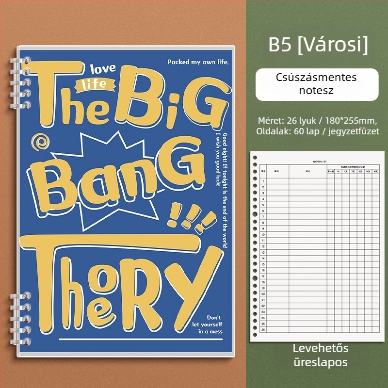Ébbinghaus Angol Szavak Könyve, levehető oldalakkal, memória szavak és diktálás, 4. szintű tanulási terv, 80 g papír, 100–200 oldal