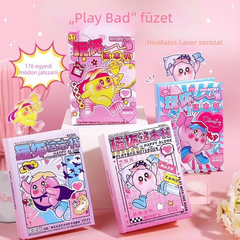 Relaxációs jegyzetfüzet, 176 oldal, ragasztott kötés, papírborító, kawaii japán/koreai stílus