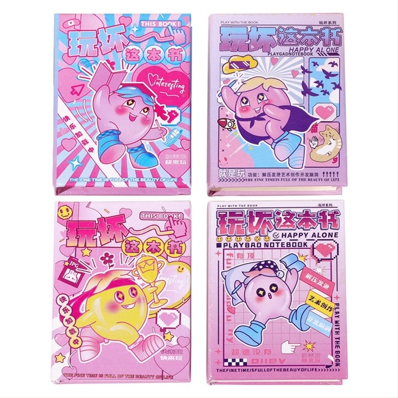 Relaxációs jegyzetfüzet, 176 oldal, ragasztott kötés, papírborító, kawaii japán/koreai stílus