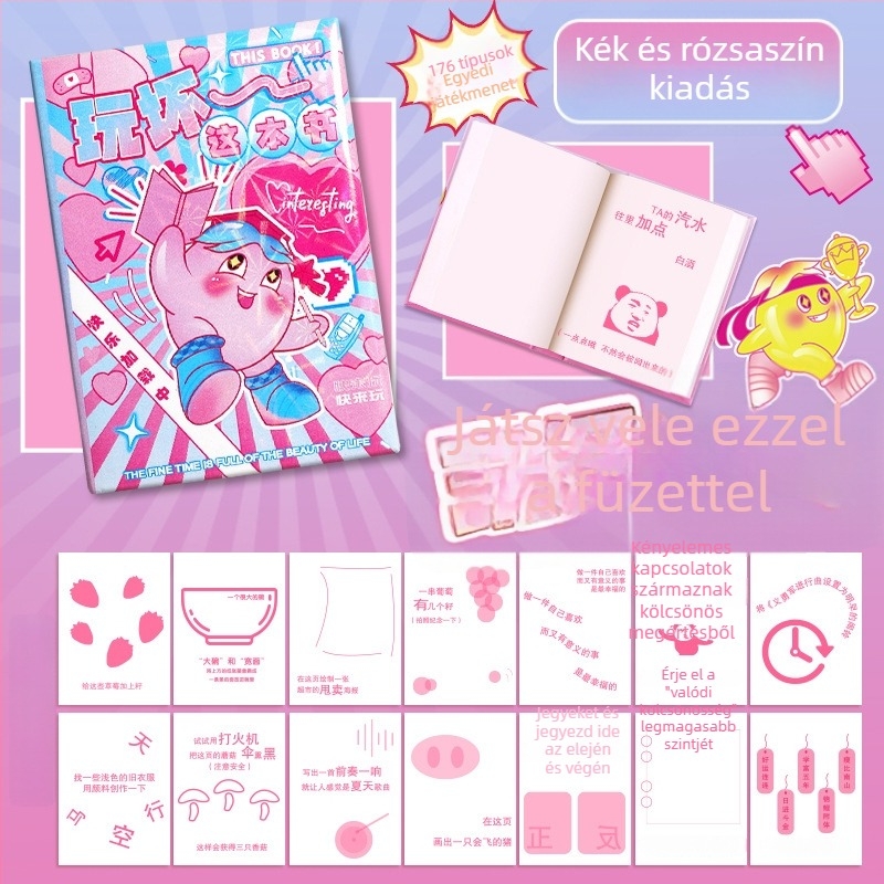 Relaxációs jegyzetfüzet, 176 oldal, ragasztott kötés, papírborító, kawaii japán/koreai stílus